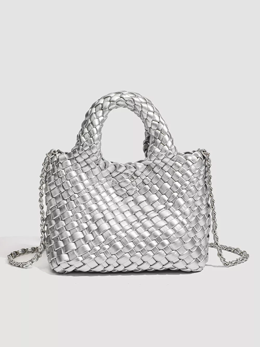 Woven Texture Mini Crossbody Bag with Chain Strap, image 5