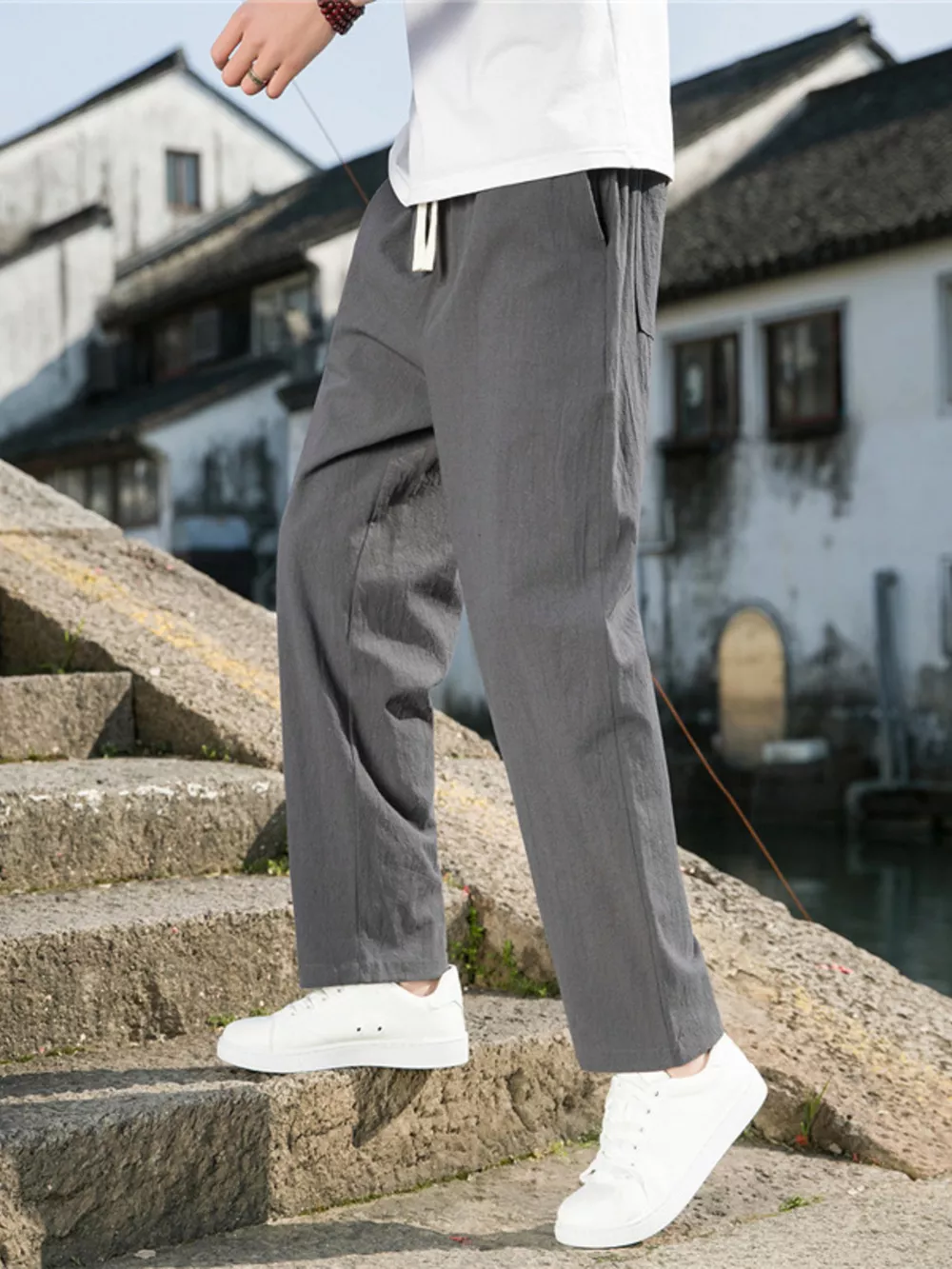 Men's Plus Size Loose Fit Drawstring Casual Pants, image 16