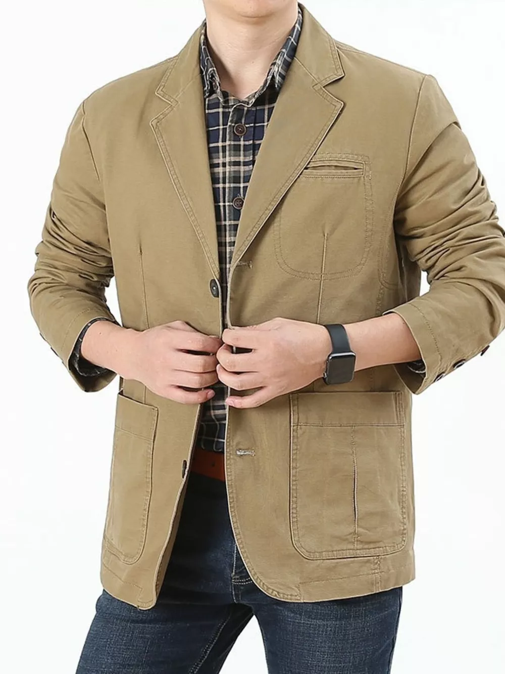 Men's Plus Size Button Up Lapel Collar Blazer, image 5