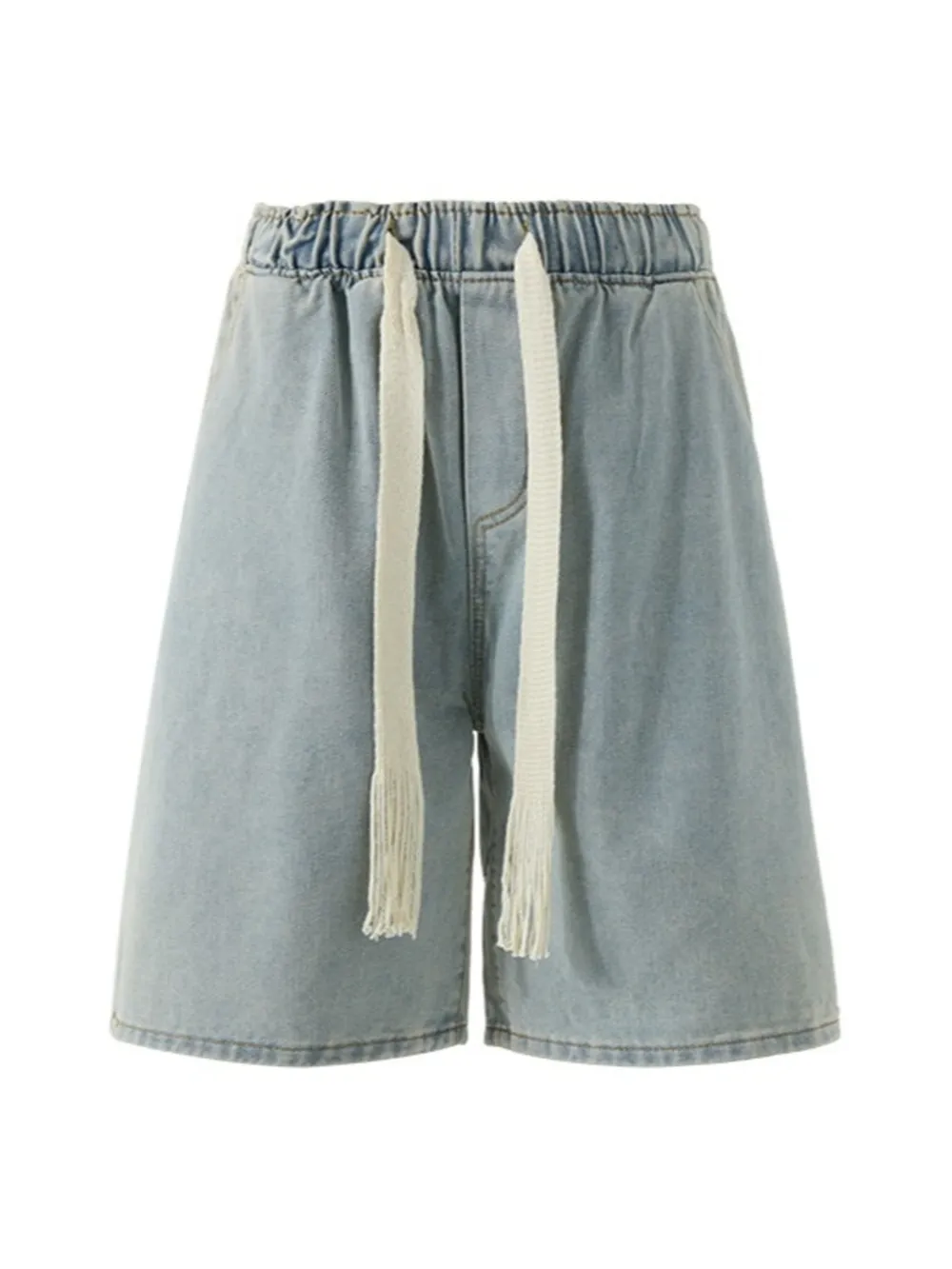 Men's Plus Size Loose Fit Wash Denim Shorts, image 3