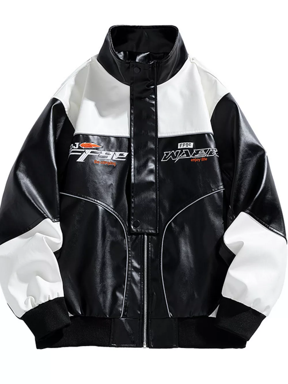 Men's Plus Size Racing Style Leather Jacket