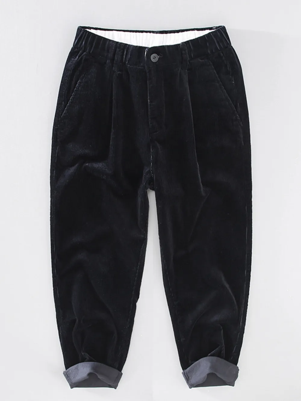 Men's Plus Size Corduroy Pleated Casual Pants, image 4