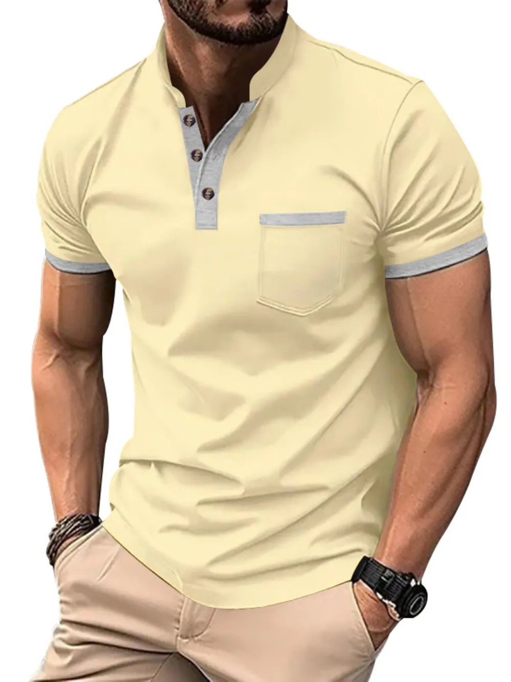 Men's Full Size Button Detail Short Sleeve Top Plus Size, image 8