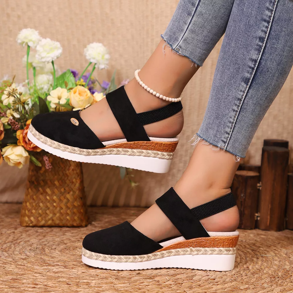 Espadrille Wedge Sandals with Ankle Strap, image 4