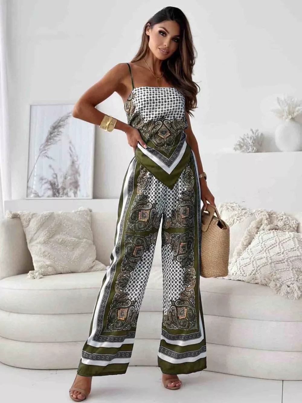 Tie Back Printed Cami and Pants Set, image 16
