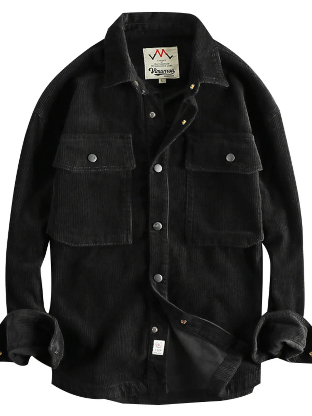 Men's Plus Size Corduroy Button Up Long Sleeve Jacket, image 5