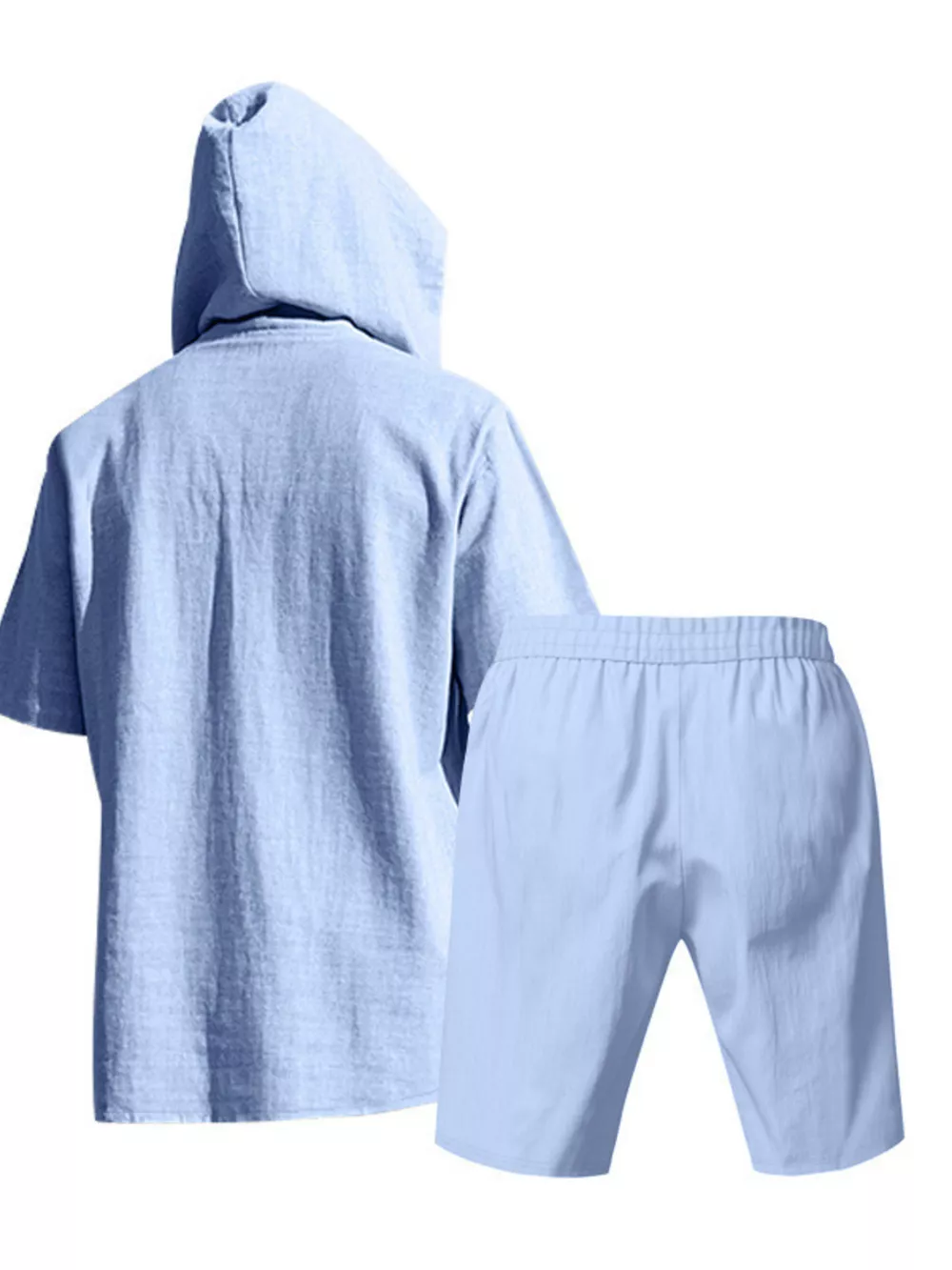 Men's Full Size Casual Short Sleeve Hooded Top & Shorts Set Plus Size, image 4