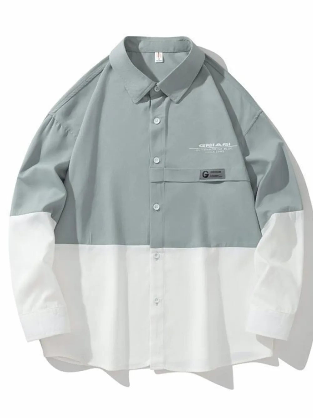 Men's Plus Size Two-Tone Casual Button-Down Shirt, image 5
