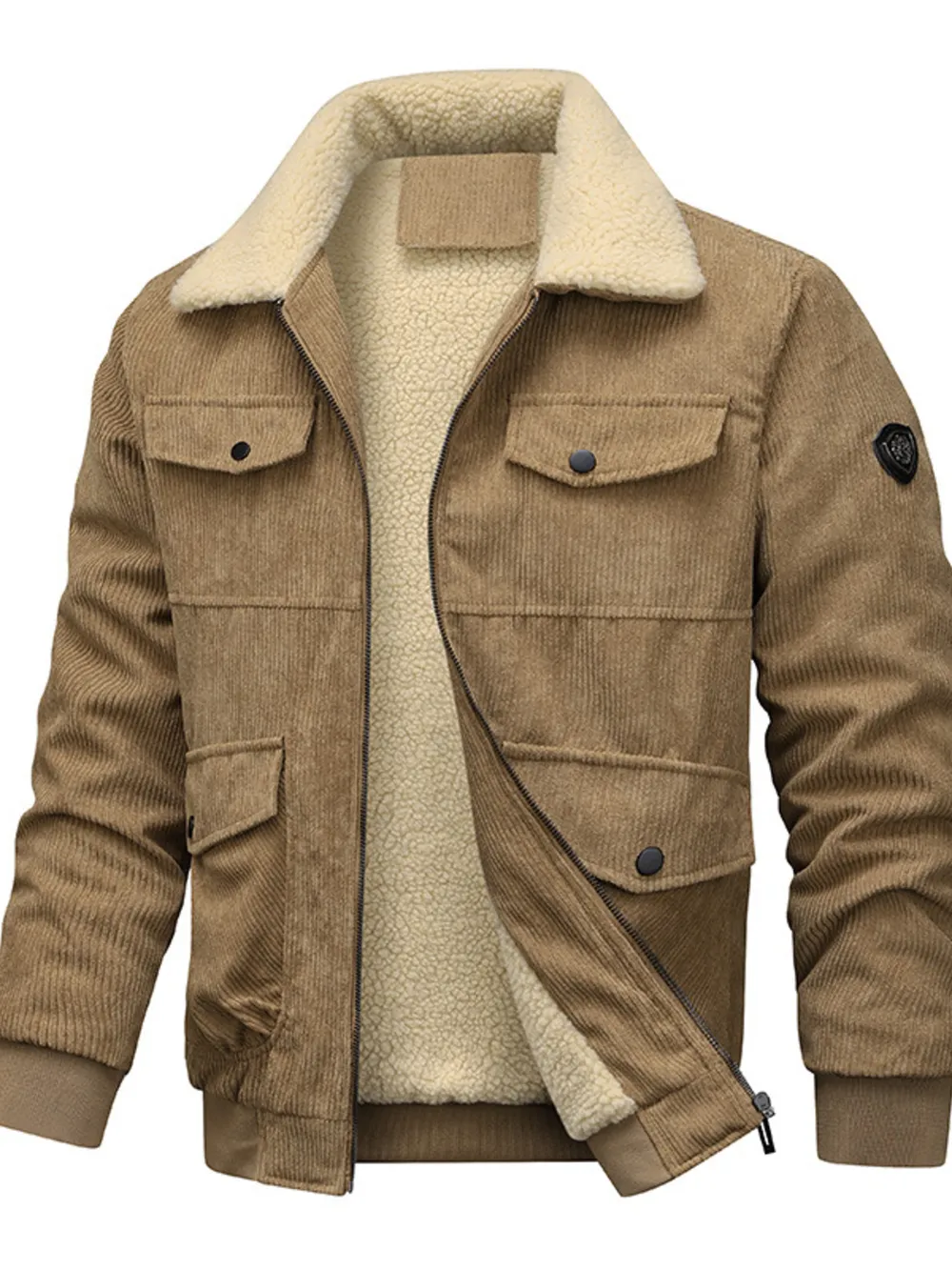 Men's Full Size Sherpa-Lined Corduroy Jacket Plus Size, image 4
