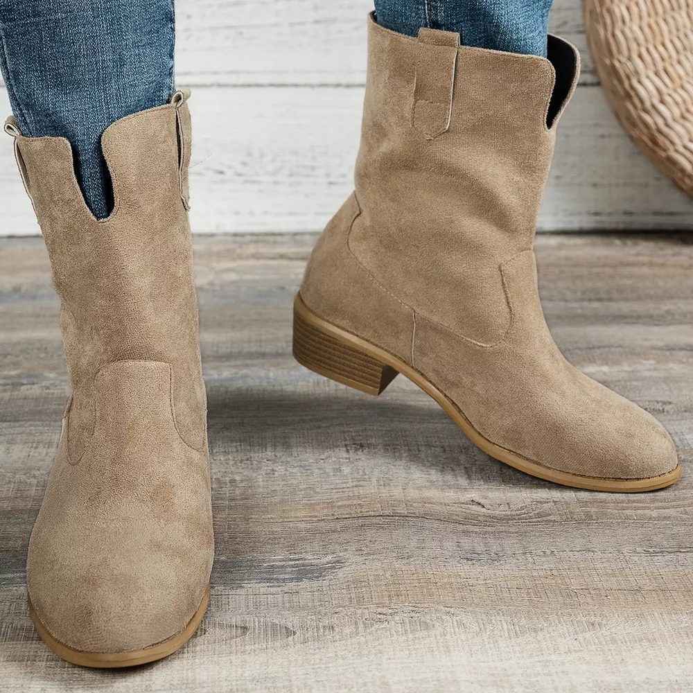 Suede Block Heel Western Boots, image 9
