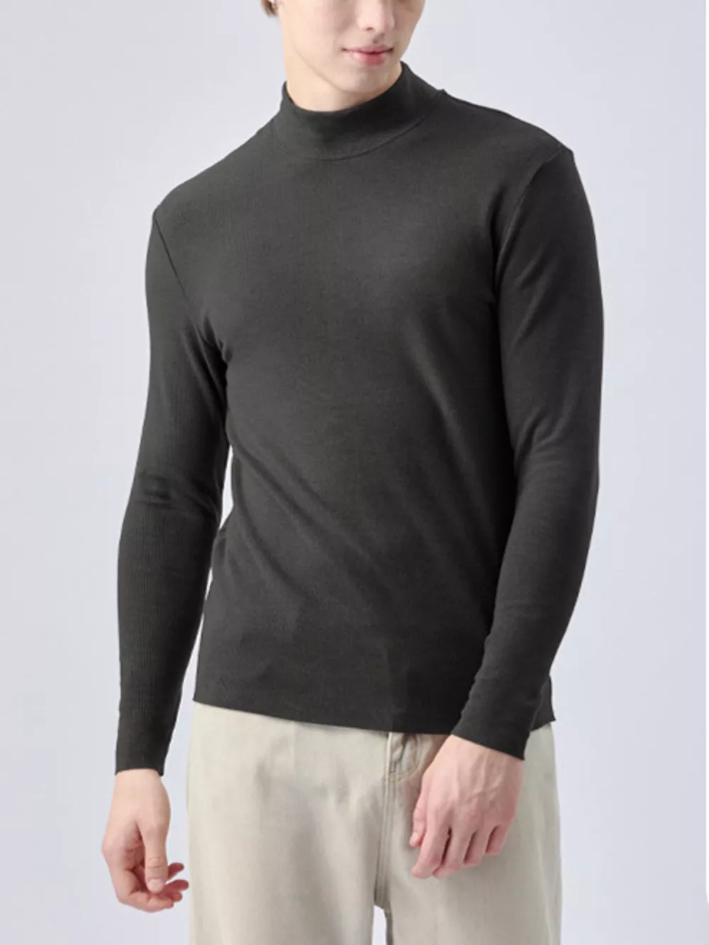 Men's Plus Size Mock Neck Long Sleeve Top, image 4