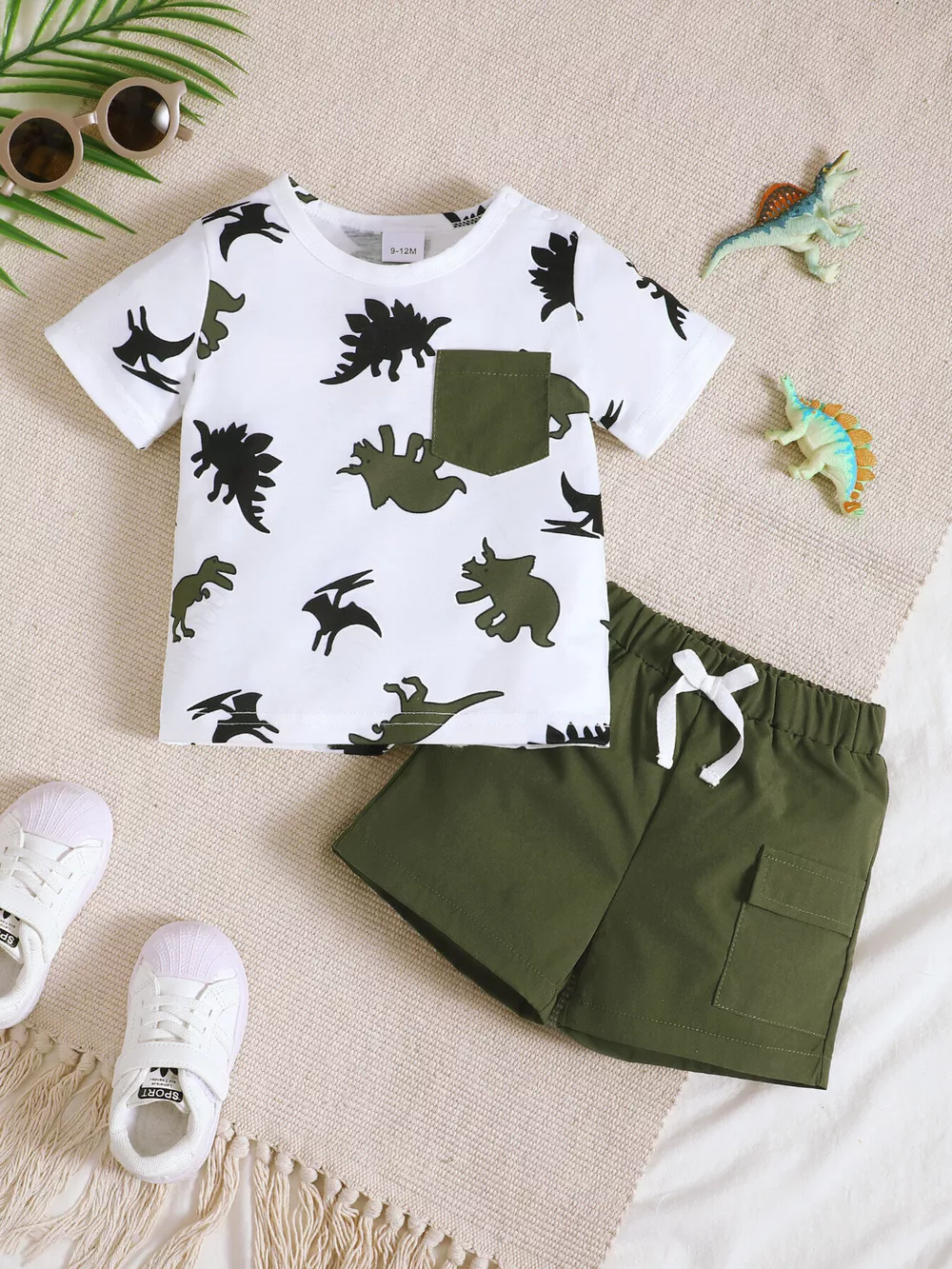 Children's Dinosaur Print Pocket Tee & Shorts Set, image 2