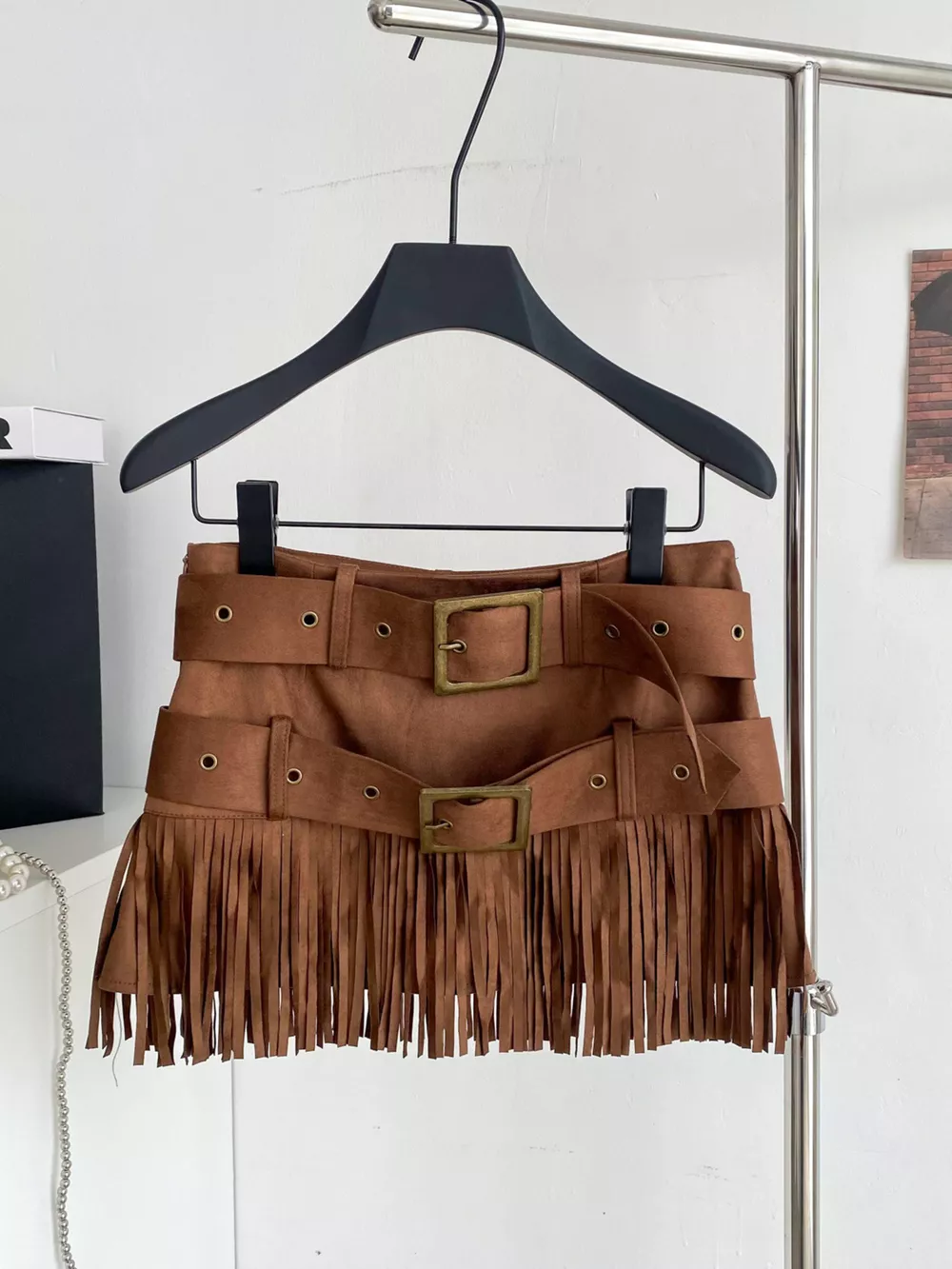 Fringe Belted Mini Skirt, image 2