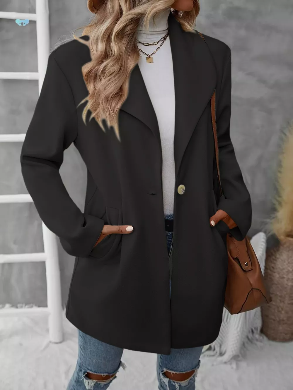 Lapel Collar Single-Button Wool Blend Overcoat, image 10