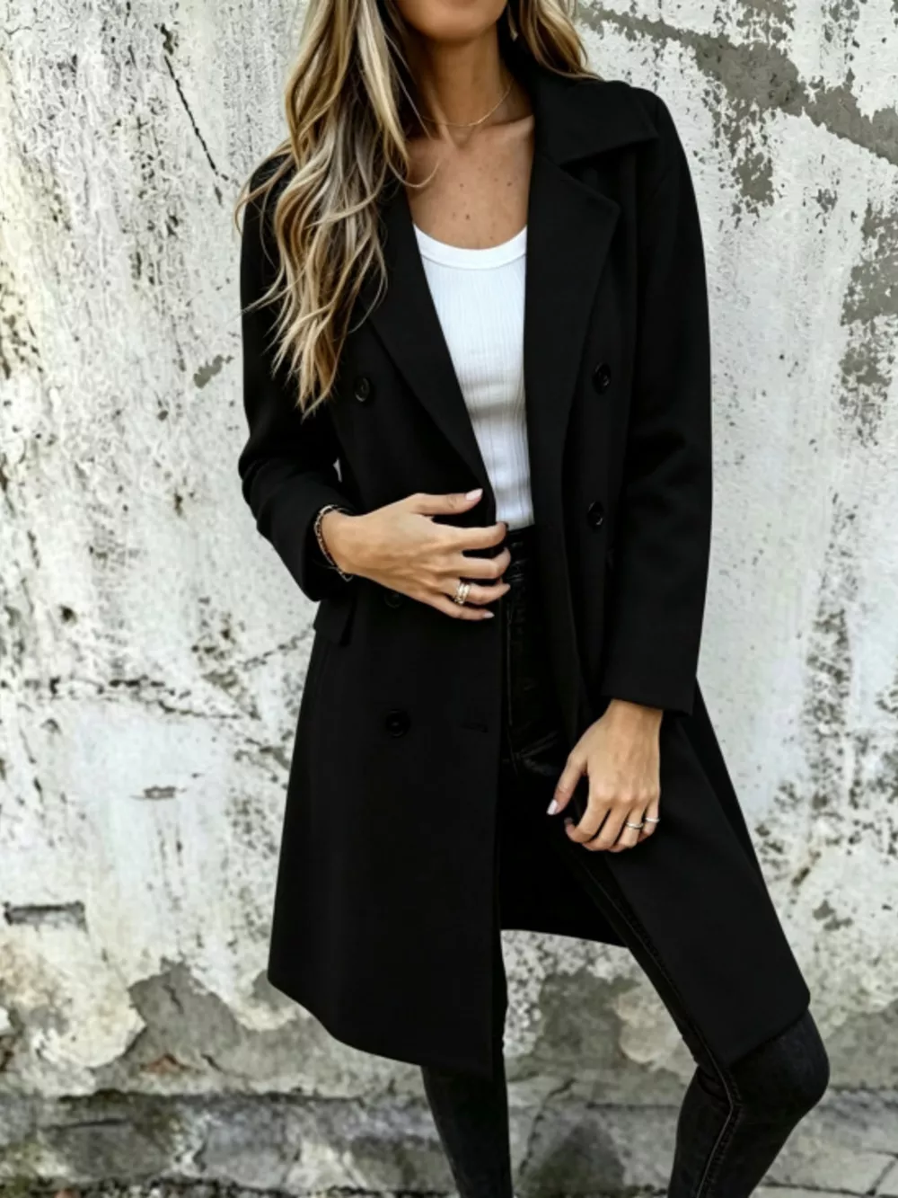 Full Size Double-Breasted Lapel Collar Coat Plus Size, image 3