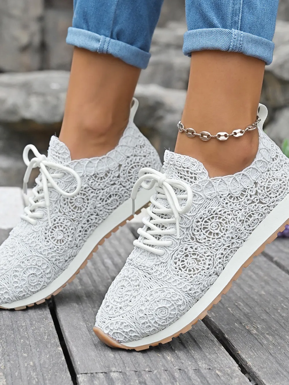 Mesh Lace Up Sneakers, image 6