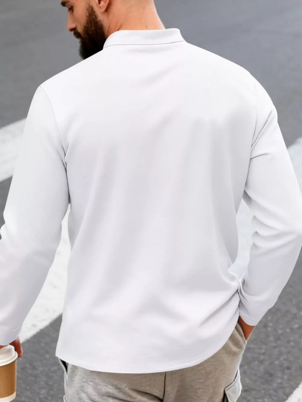 Men's Full Size Button Detail Long Sleeve Shirt Plus Size, image 6