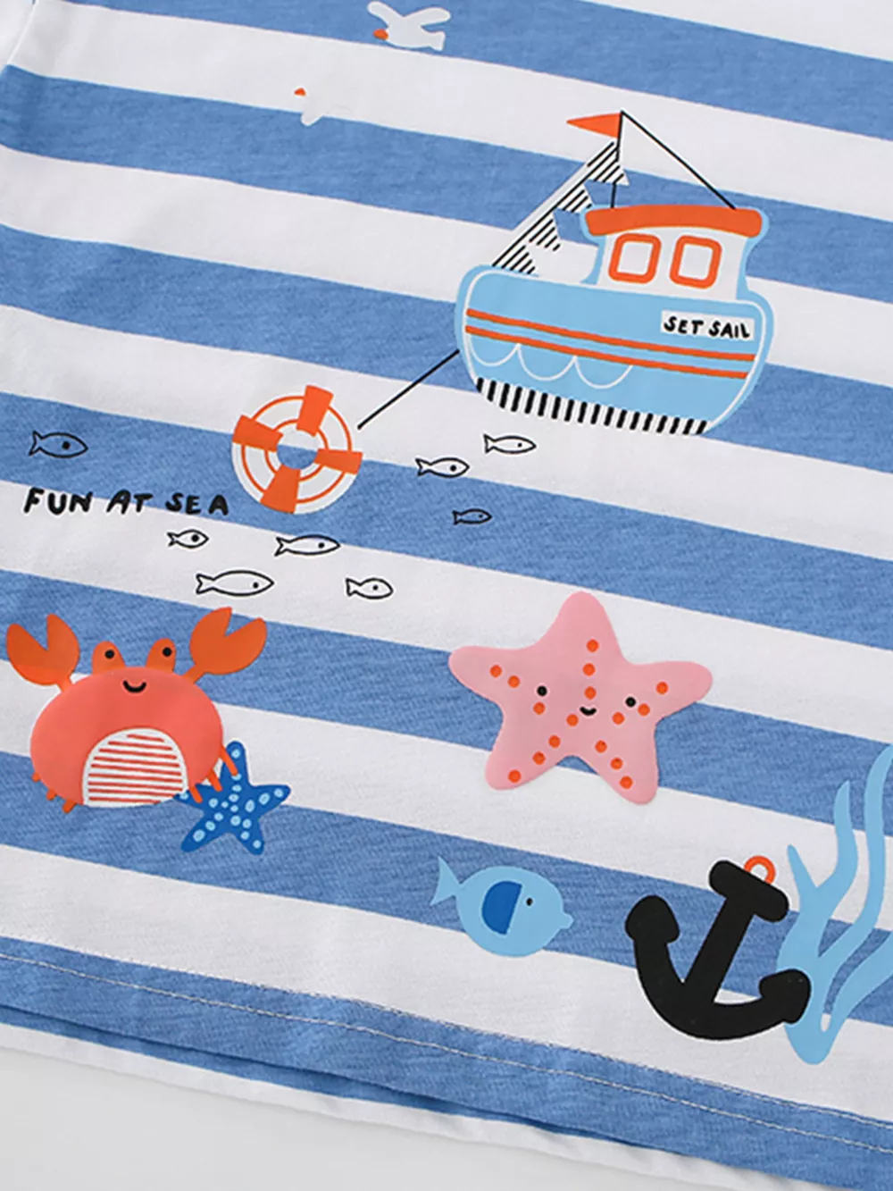 Children's Striped Printed Round Neck T-Shirt, image 4