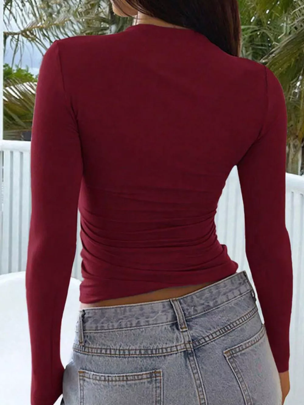 Square Neck Slim Fit Long Sleeve T-Shirt, image 10