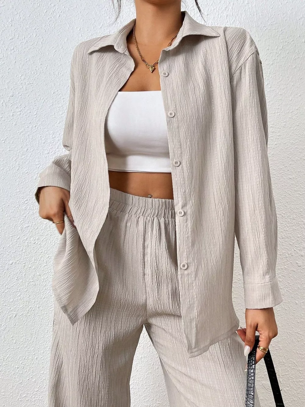 Button Up Long Sleeve Shirt and Pants Set, image 4