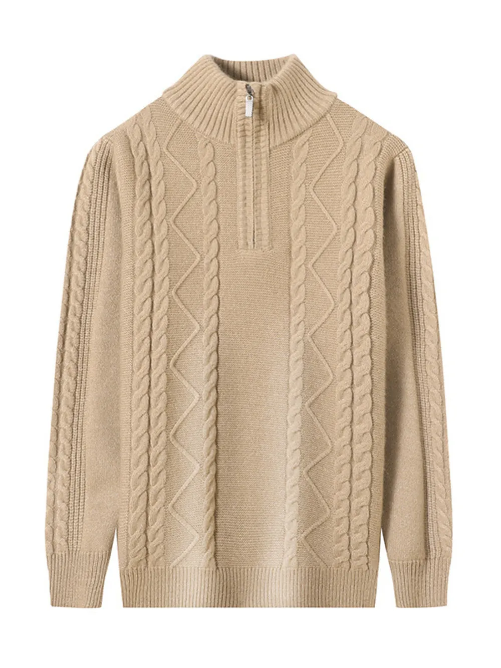 Men's Plus Size Cable Knit Quarter-Zip Sweater, image 9