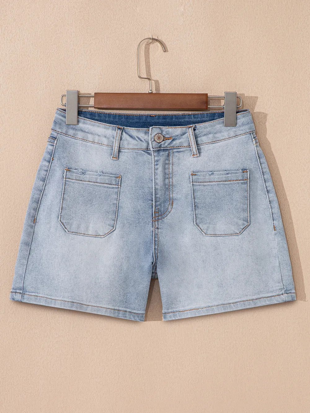 Wash High Rise Denim Shorts, image 4
