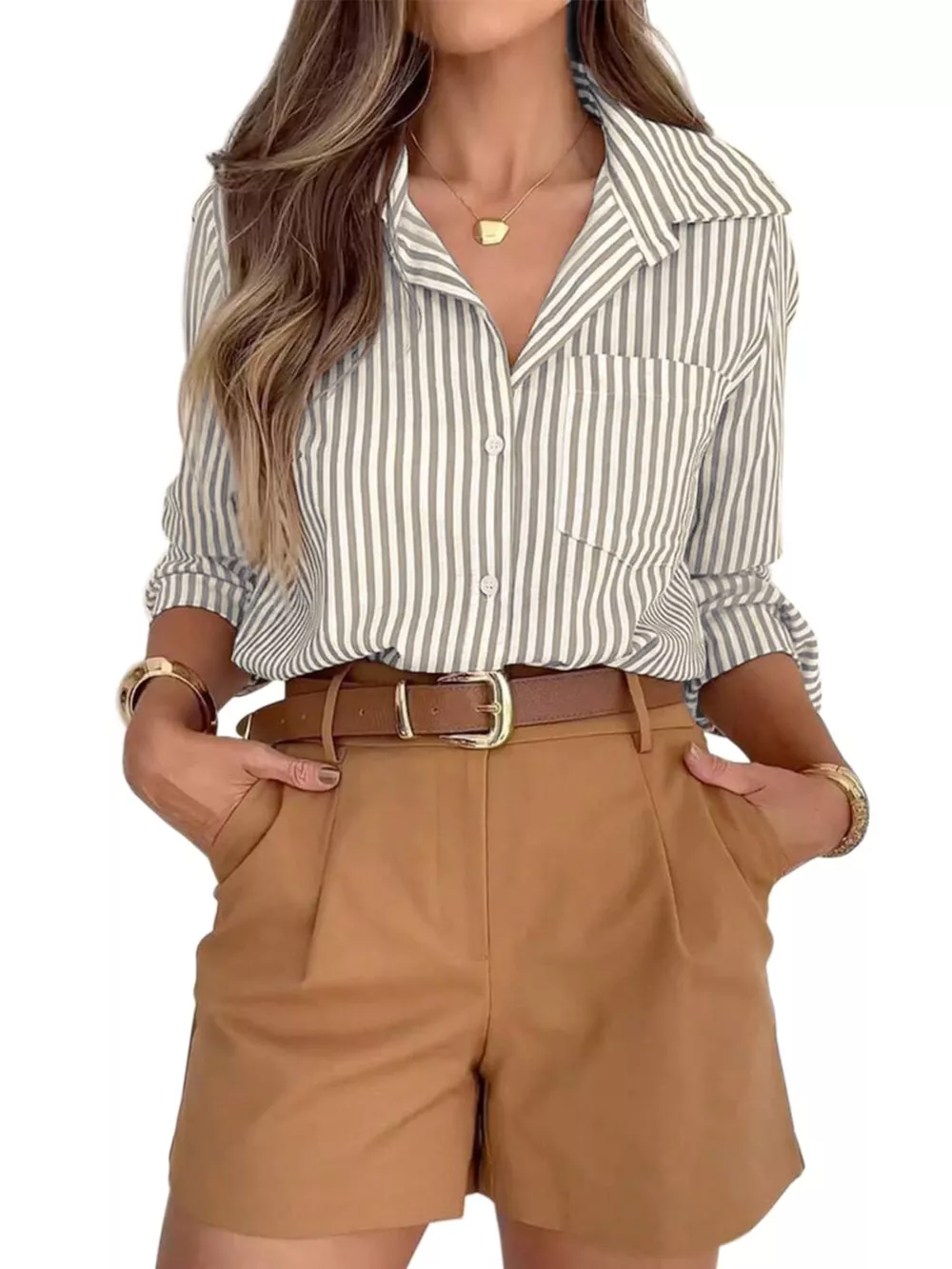 Striped Button-Down Long Sleeve Shirt, image 12