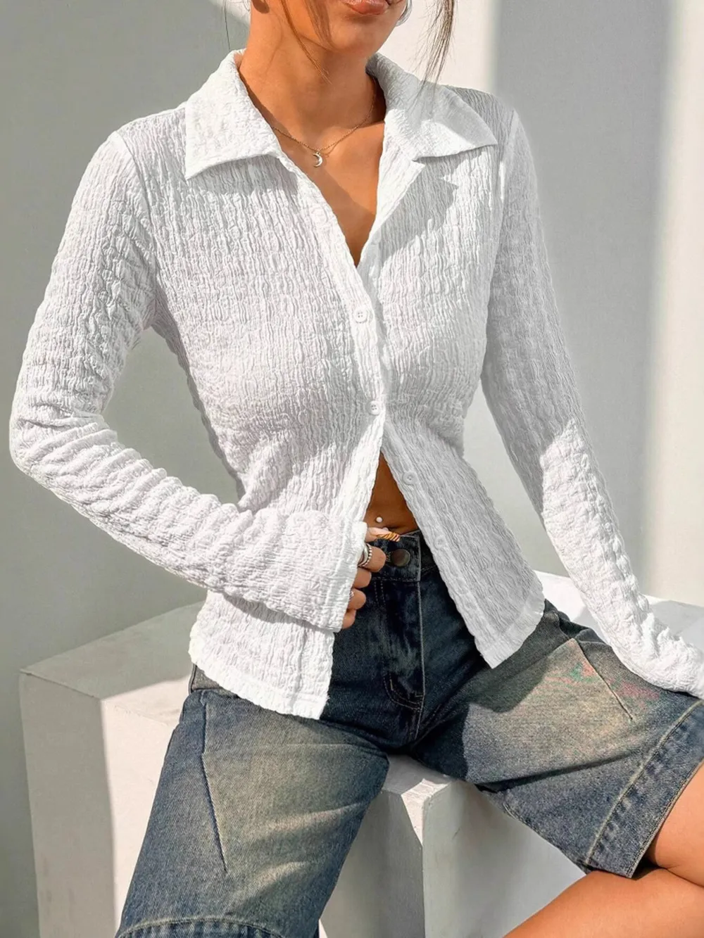 Textured Button-Up Shirt, image 4