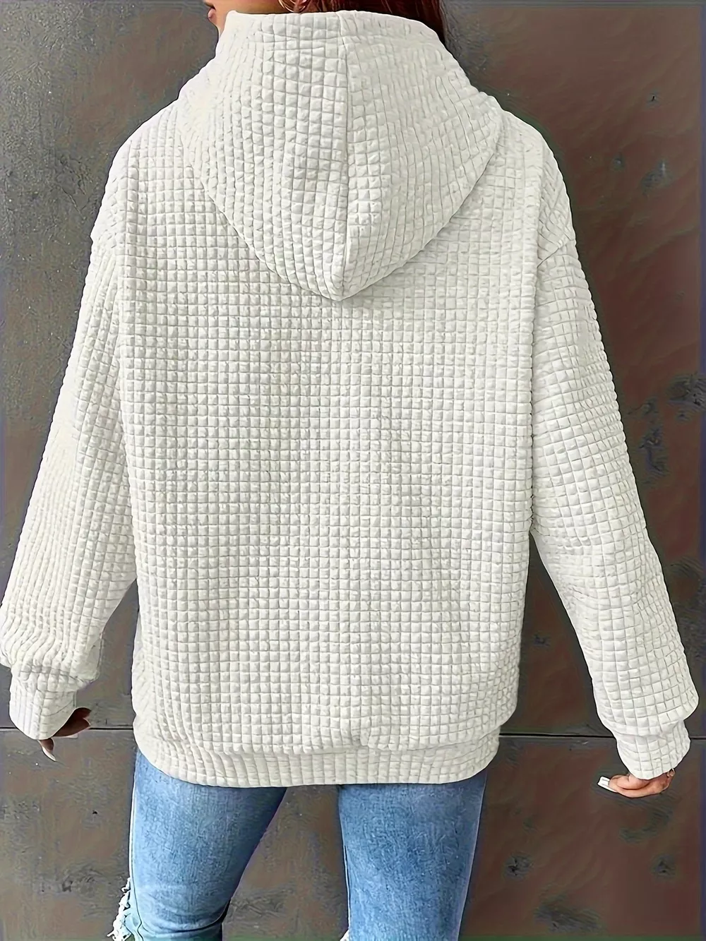 Textured Knit Drawstring Hoodie, image 6