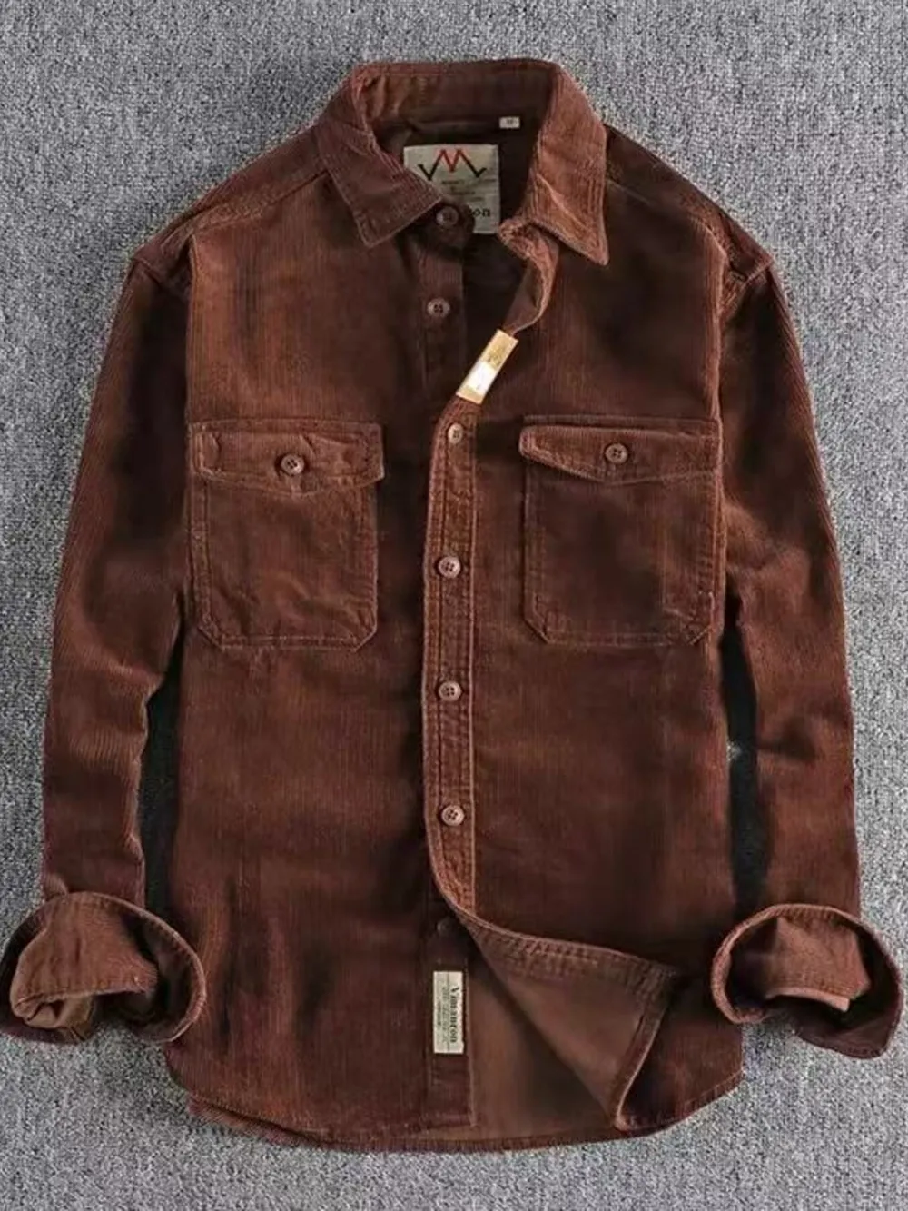 Men's Plus Size Corduroy Long Sleeve Button Up Shirt, image 4