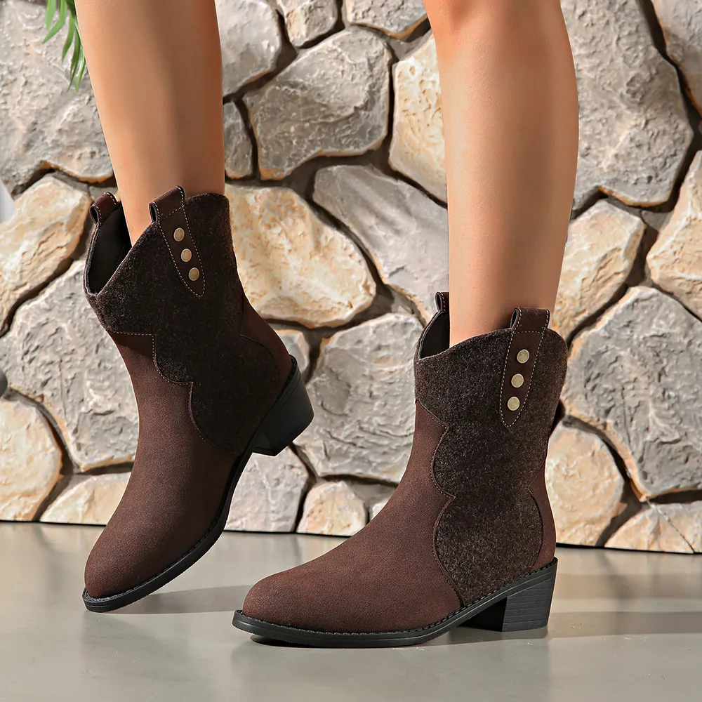 Round Toe Block Heels Boots, image 3