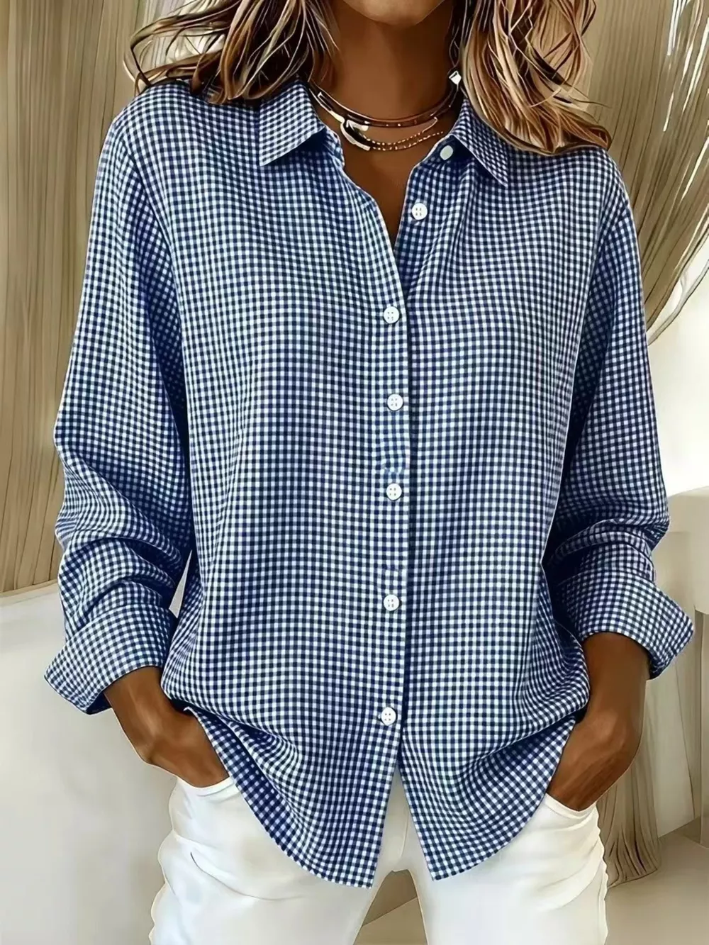 Full Size Plaid Button Up Long Sleeve Shirt Plus Size, image 11
