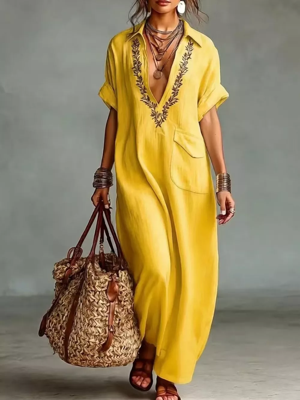 Full Size Bohemian Embroidered Maxi Dress Plus Size, image 10