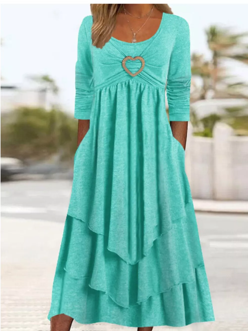 Full Size Heart-Decor Layered Midi Dress Plus Size, image 20