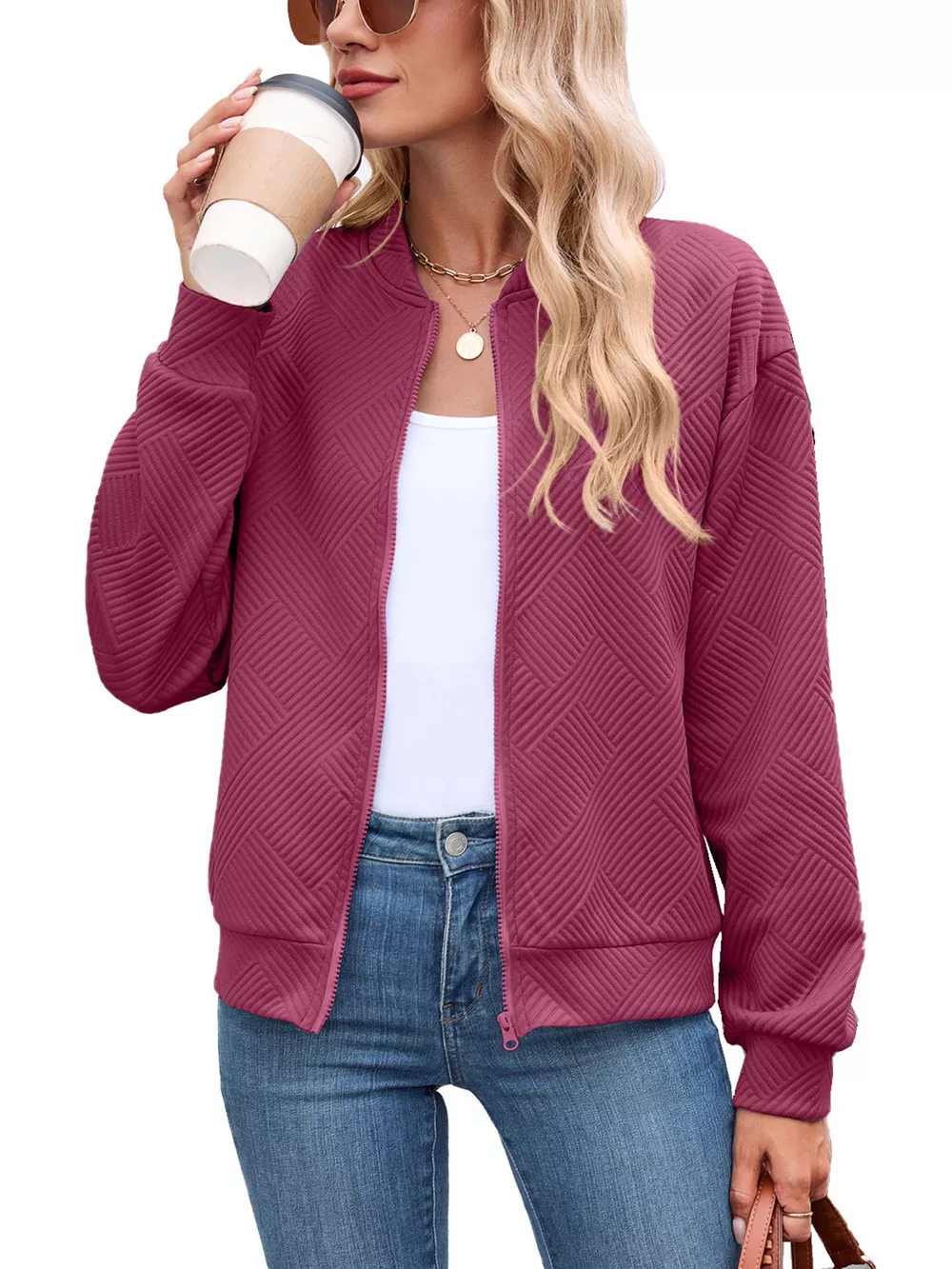 Textured Zip Up Jacket, image 26