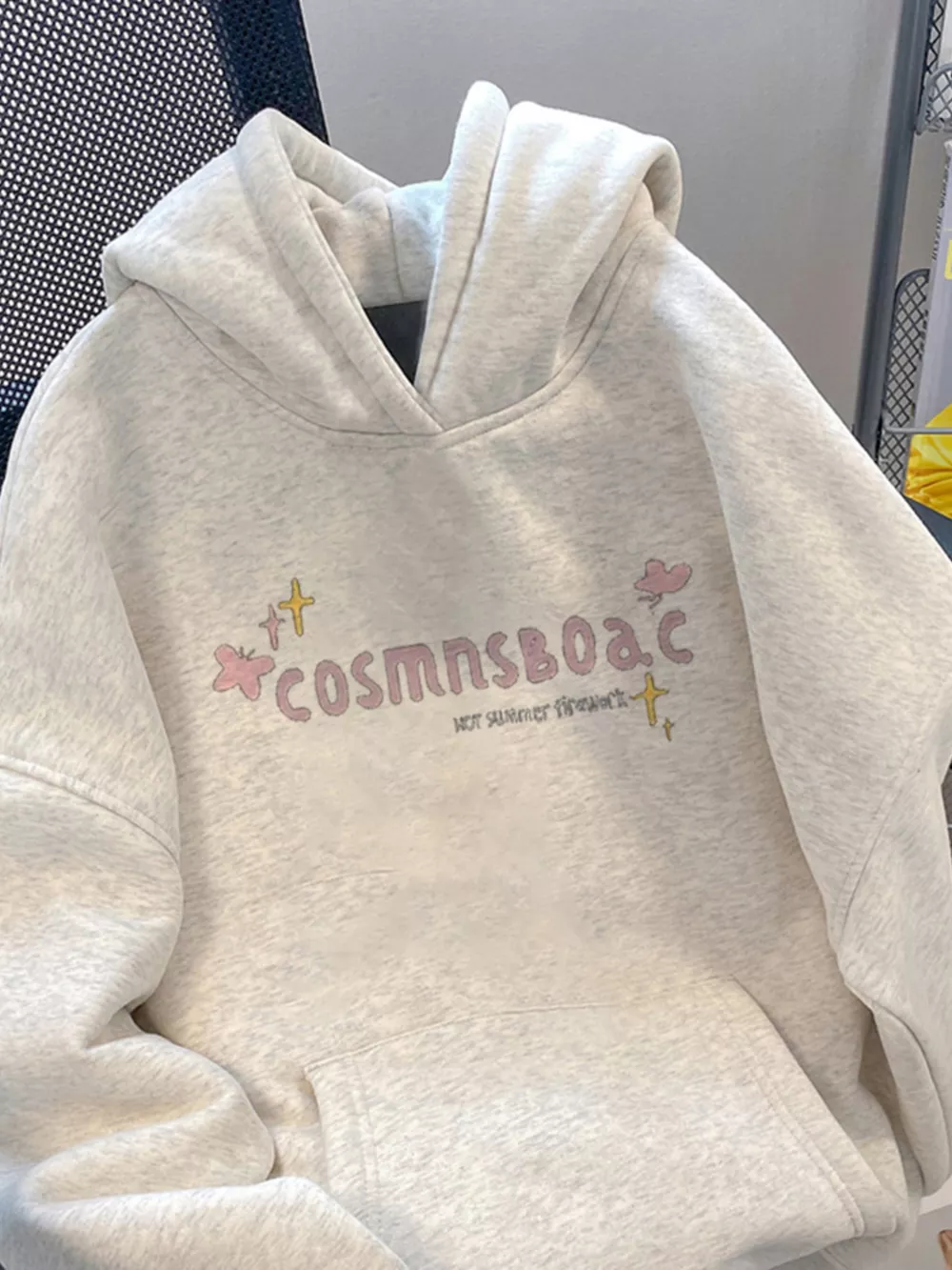 Full Size Fireworks Graphic Kangaroo Pocket Hoodie Plus Size, image 3