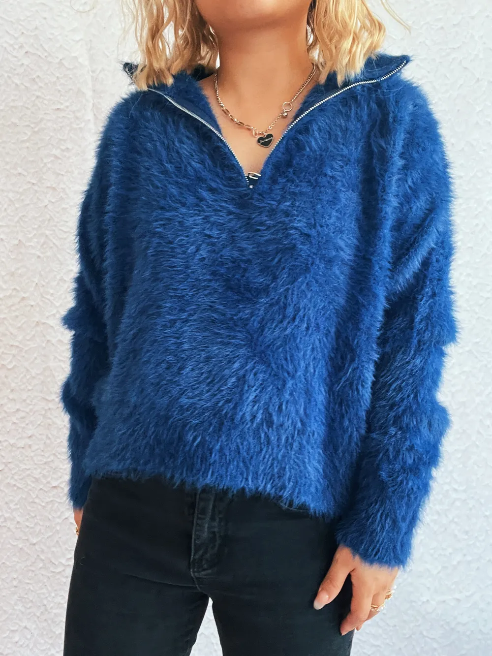 Cozy Fuzzy Half-Zip Sweater, image 5