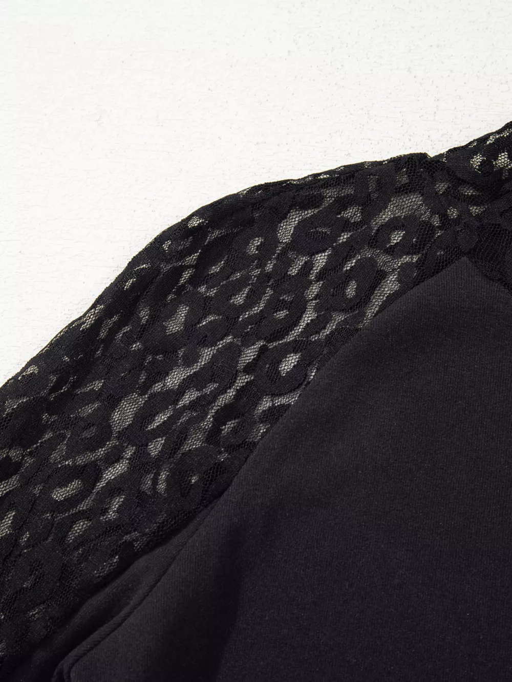 Leopard Mesh Patchwork Knit Long Sleeve Top, image 5