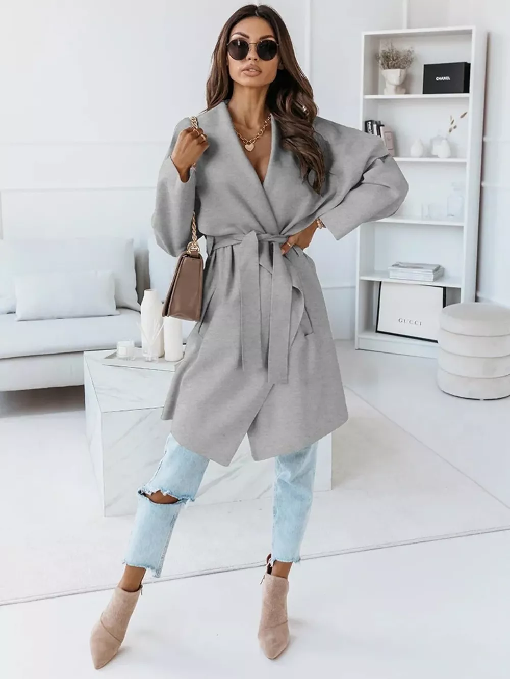 Tie Waist Long Sleeve Outerwear, image 11