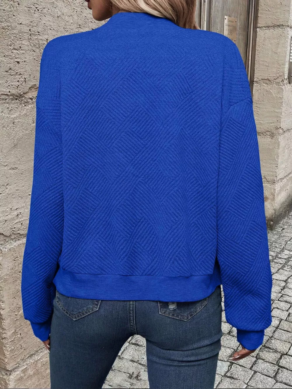 Full Size Zip Up Long Sleeve Textured Jacket Plus Size, image 17