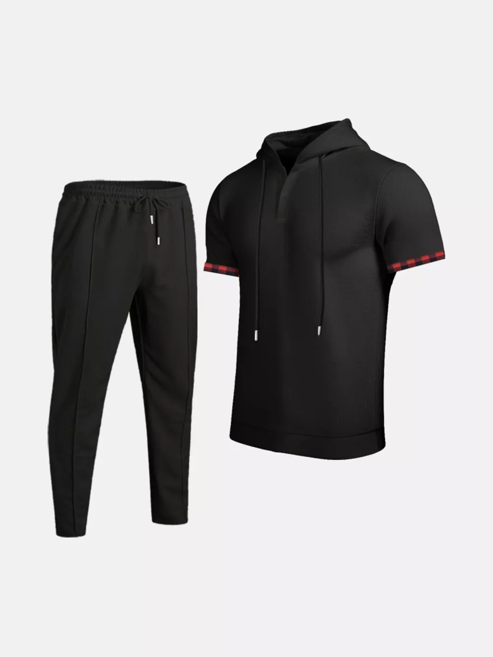 Men's Full Size Casual Short-Sleeve Hoodie and Pants Set Plus Size, image 4
