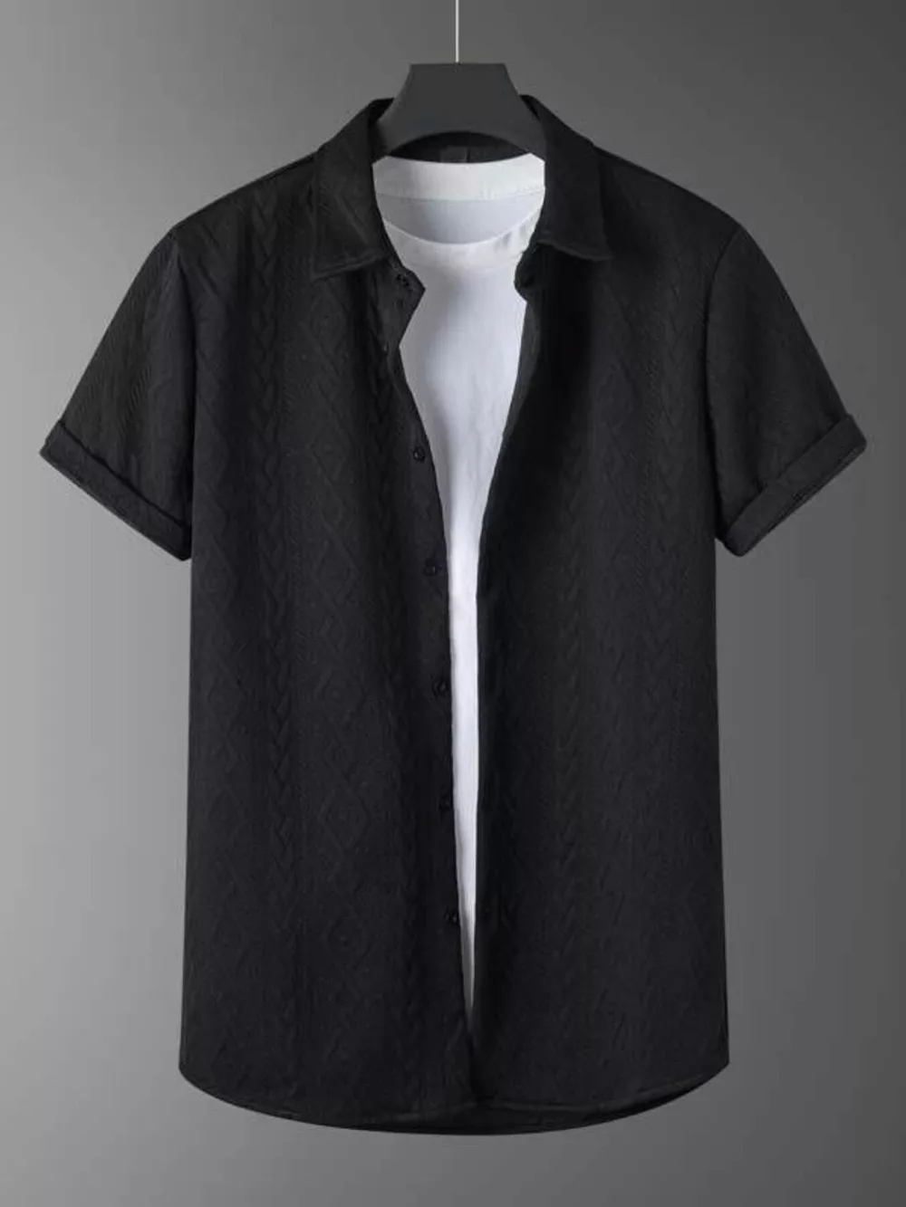 Men's Textured Knit Short Sleeve Polo & Shorts Set, image 11