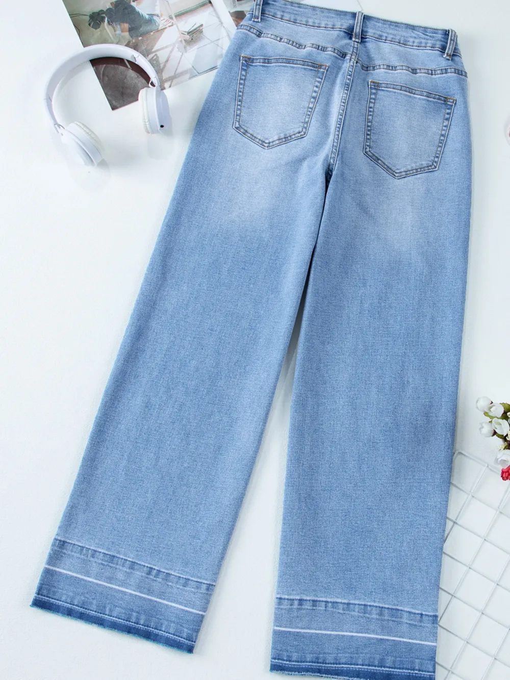 High Waist Wide Leg Washed Jeans, image 14