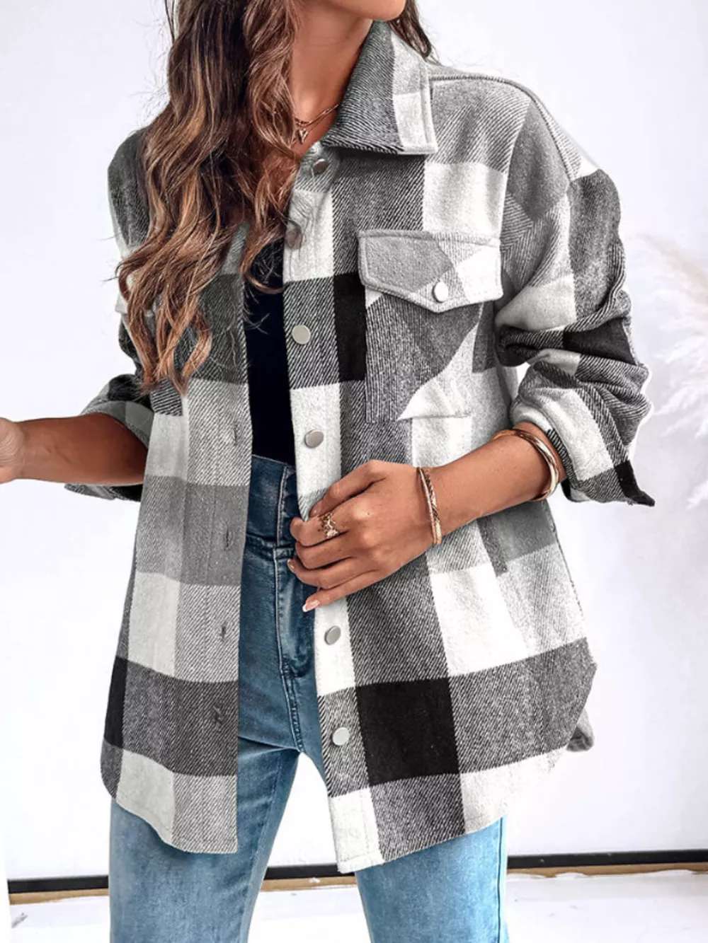 Plaid Button-Up Long Sleeve Shirt, image 10