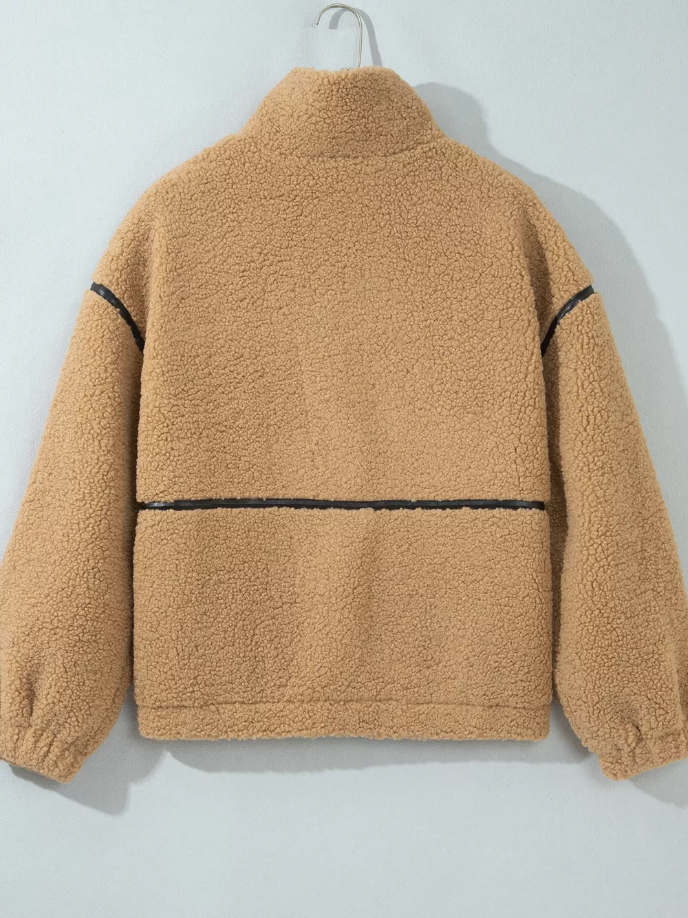 Drop Shoulder Collar Long Sleeve Fleece Regular Fit Jacket, image 3