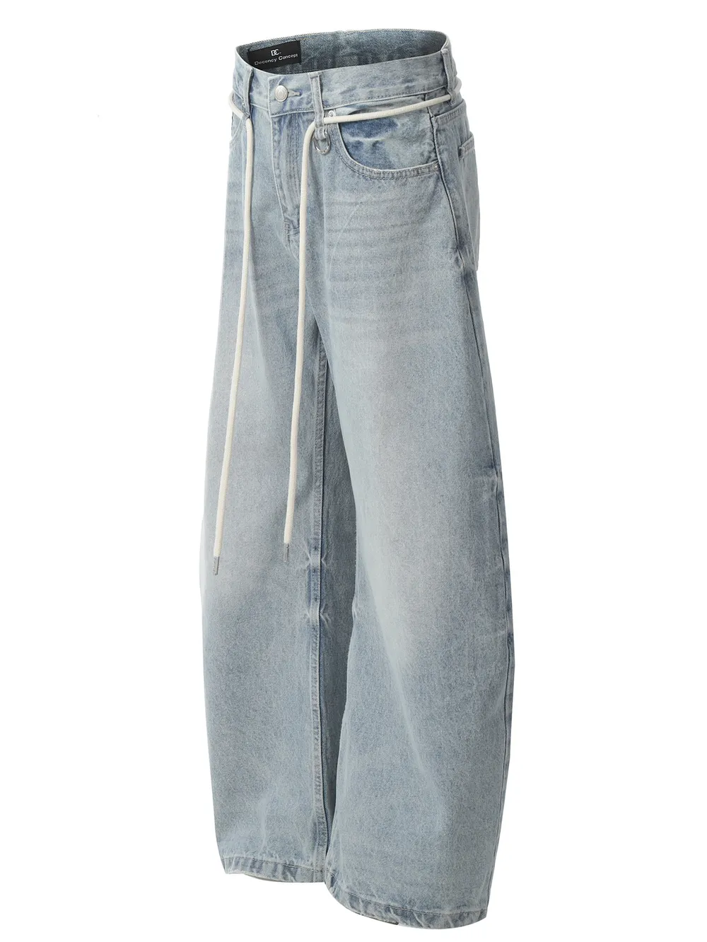 Men's High Waist Washed Straight Jeans, image 2
