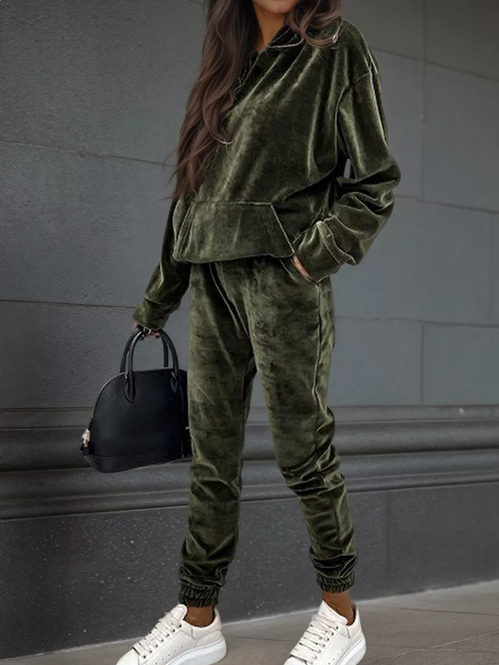 Velvet Long Sleeve Hoodie and Pants Set, image 13