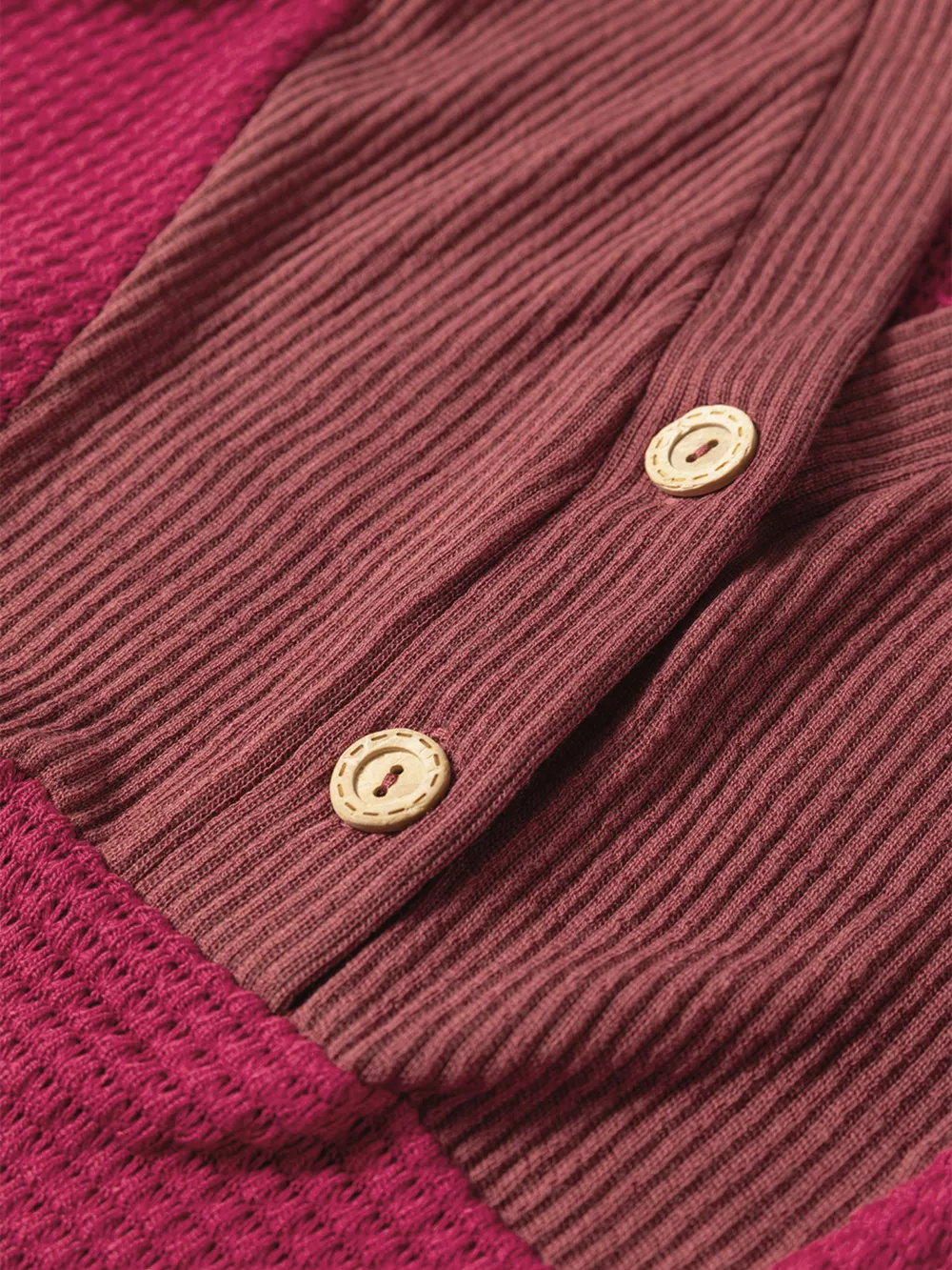 Waffle Knit Henley Sweatshirt with Button Detail, image 7