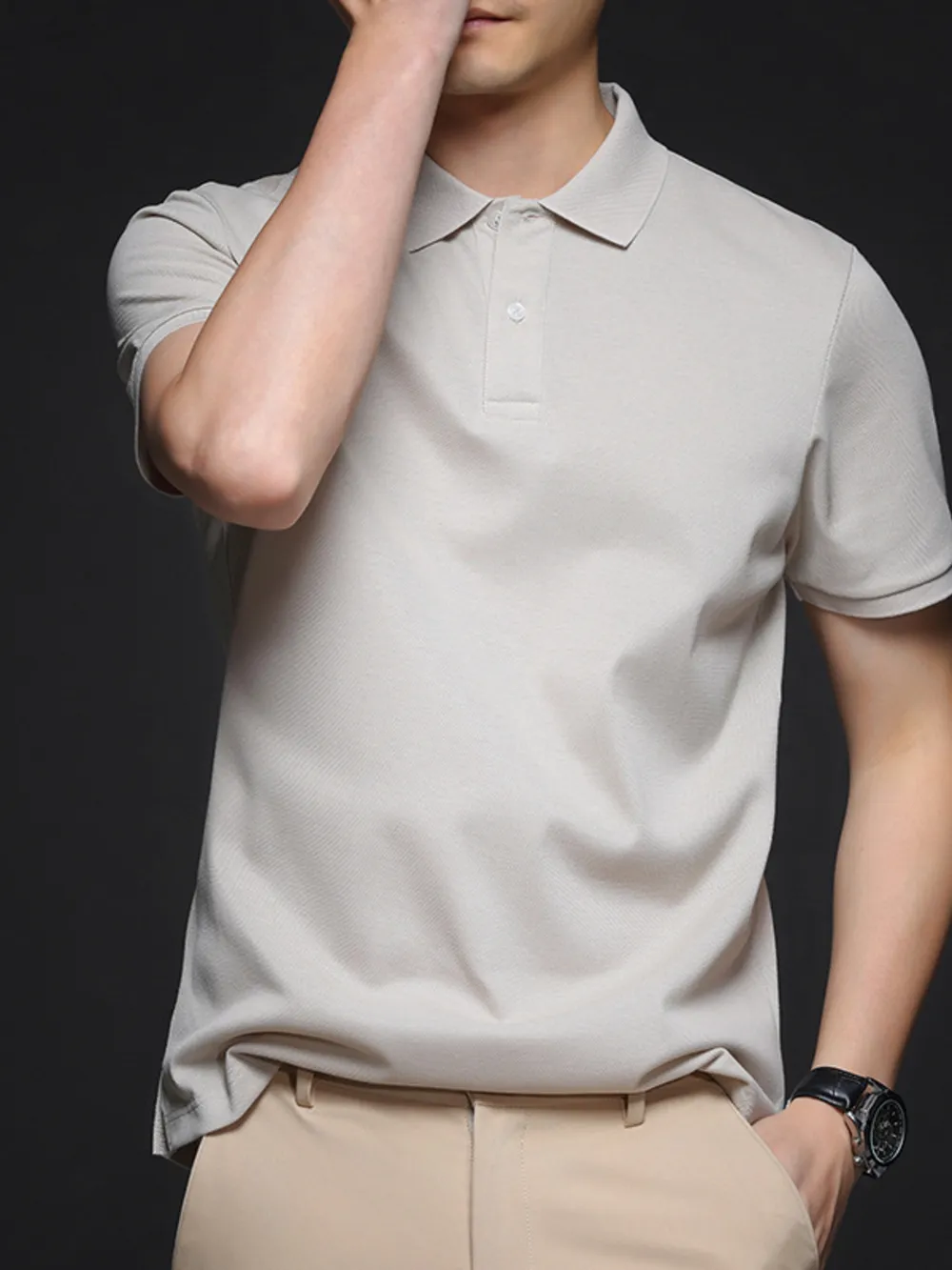 Men's Plus Size Button Detail Short Sleeve Polo, image 5