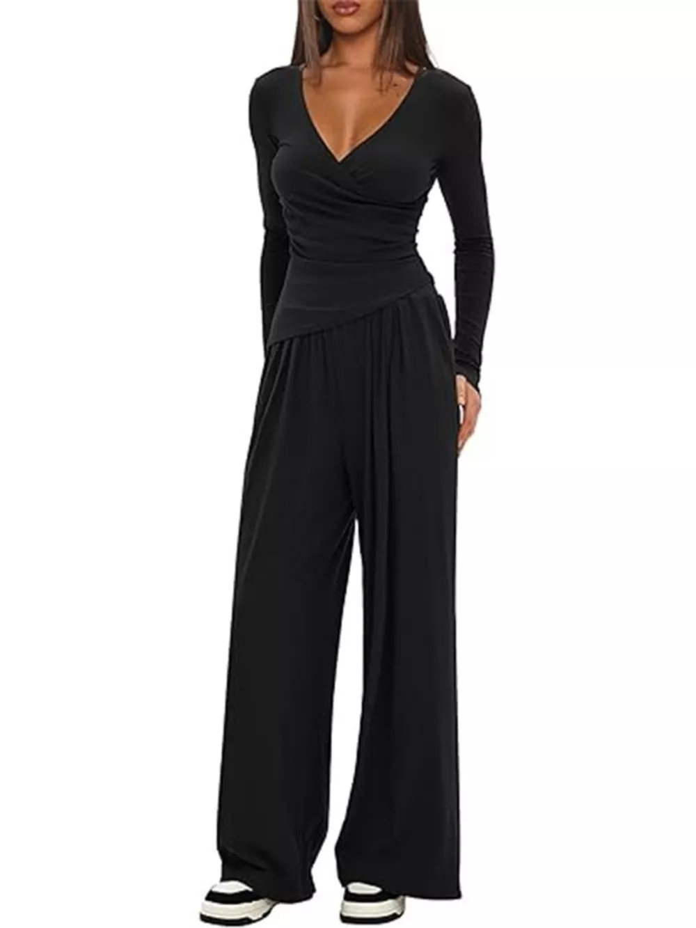 Casual Long Sleeve Top and Wide Leg Pants Set, image 16